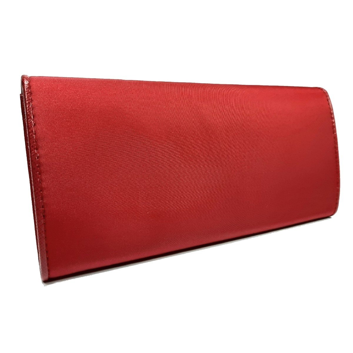 Prada Tessuto Nylon Rosso Red Saffiano Leather Wallet 1MH132