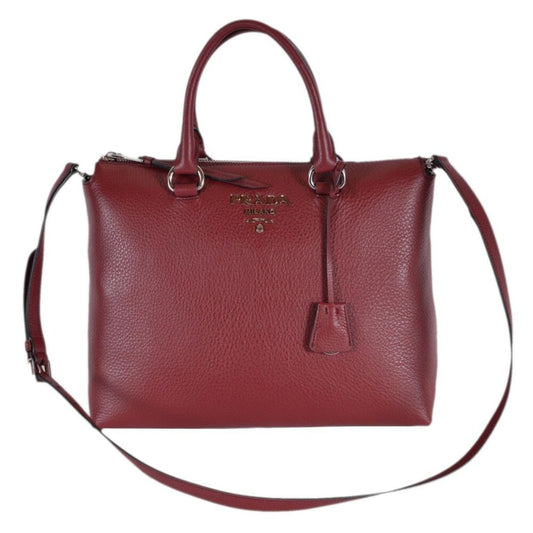 Prada Women's Rubino Red Vitello Phenix Leather Crossbody Handbag 1BA063