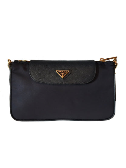 Prada Women's Saffiano Nylon Navy Blue Crossbody Handbag 1BH085