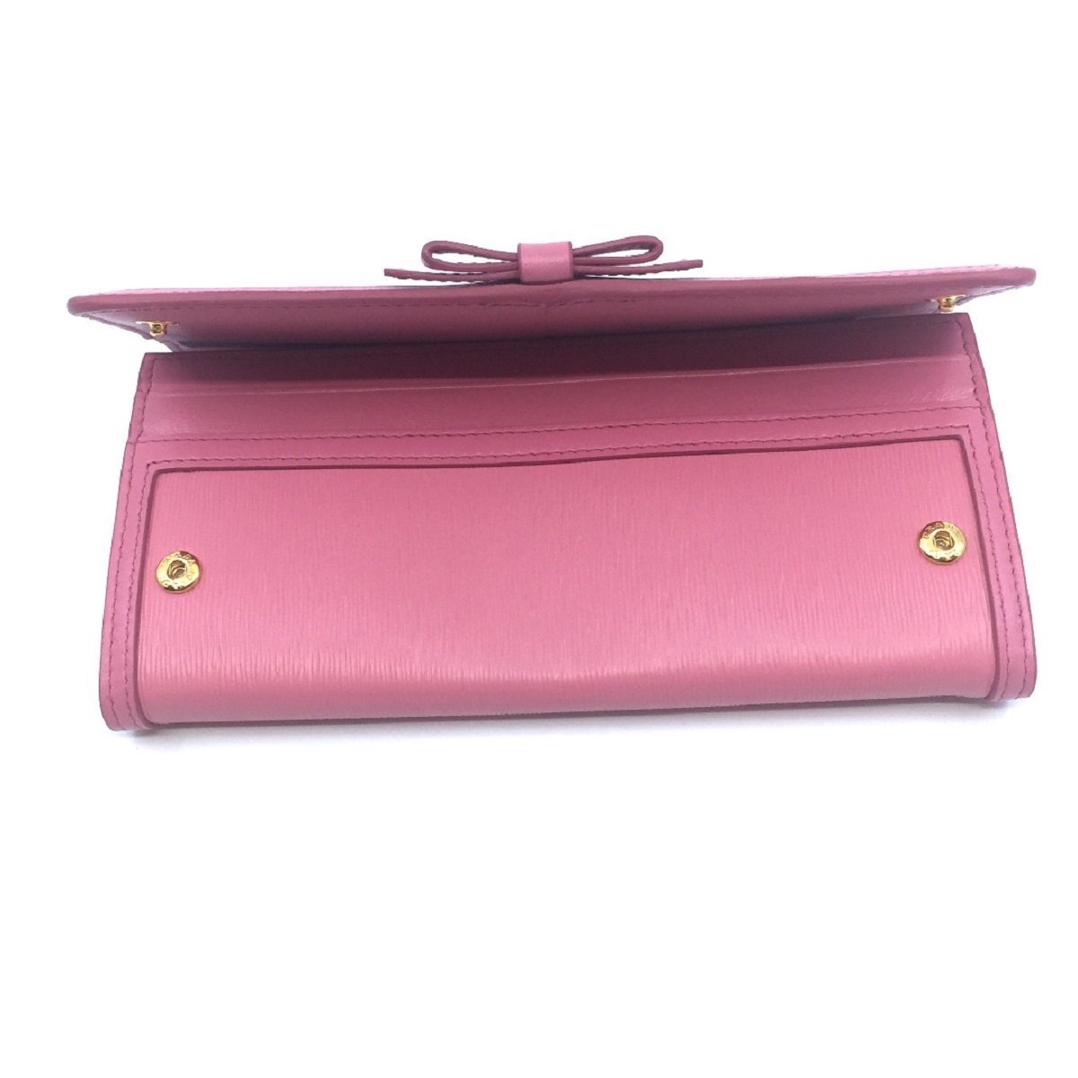 Prada Women's Snap Closure Continental Wallet Geranio Pink Detachable ID Card 1MH132