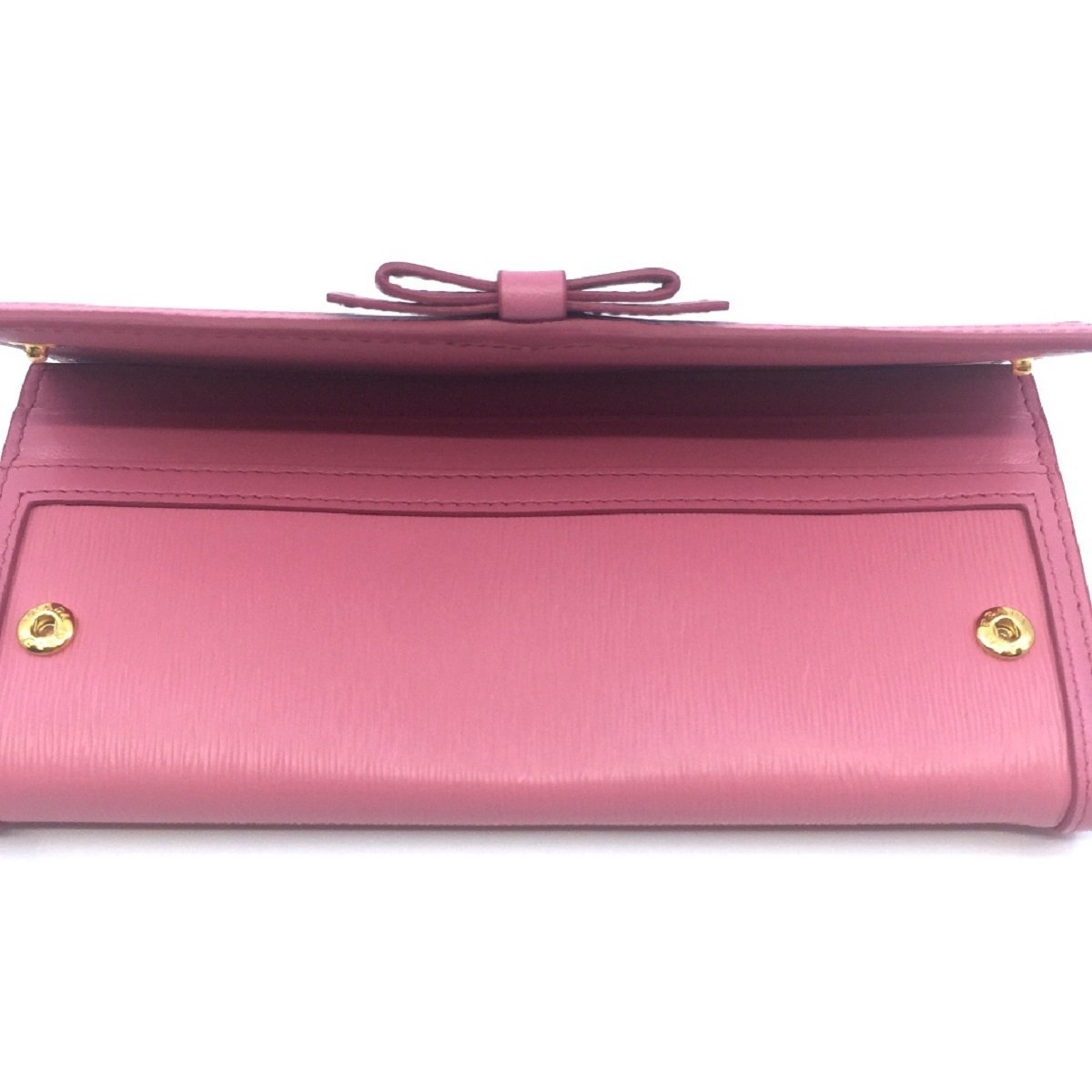 Prada Women's Snap Closure Continental Wallet Geranio Pink Detachable ID Card 1MH132