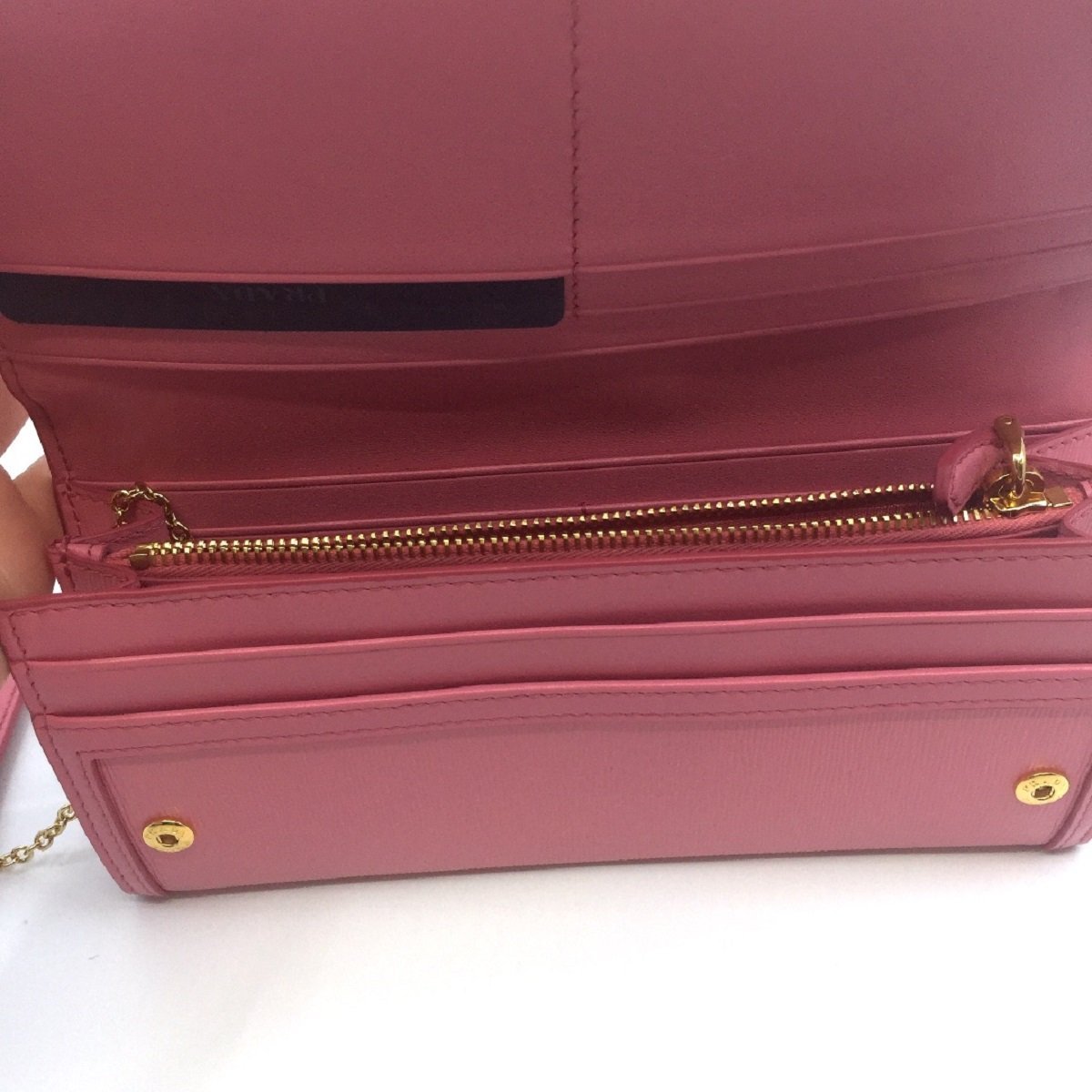 Prada Women's Snap Closure Continental Wallet Geranio Pink Detachable ID Card 1MH132