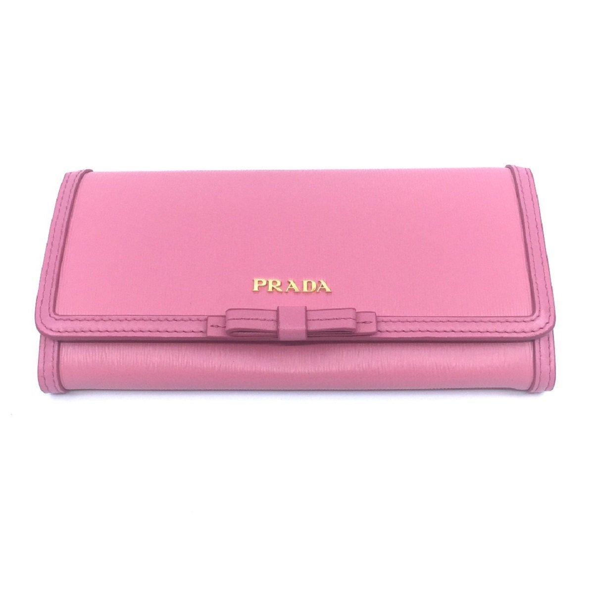 Prada Women's Snap Closure Continental Wallet Geranio Pink Detachable ID Card 1MH132