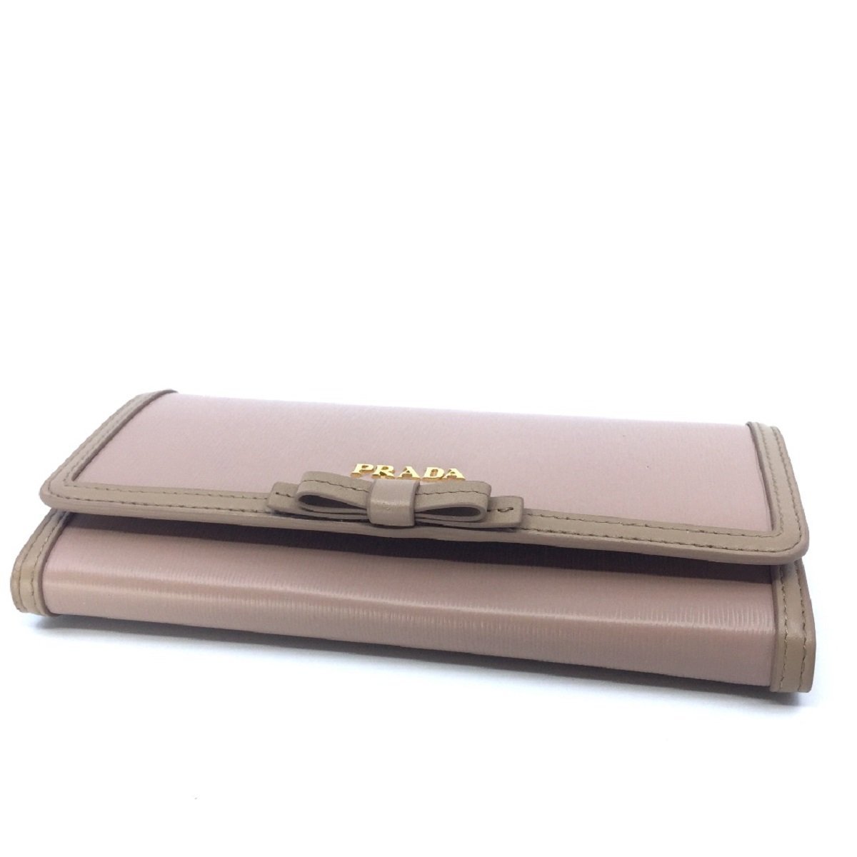 Prada Women's Snap Closure Wallet Cammeo Beige Detachable ID Card 1MH132