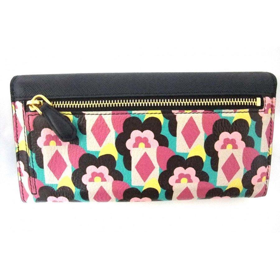 Prada Women's Snap Closure Wallet with Flowers/Detachable ID Card 1MH132