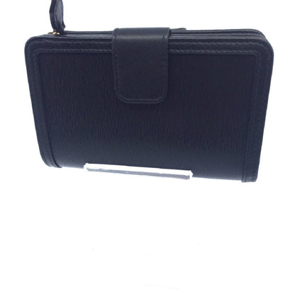 Prada Women's Vitello Move Black Bow Trim French Flap Zipper Wallet 1ML225