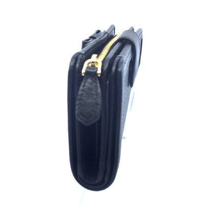 Prada Women's Vitello Move Black Bow Trim French Flap Zipper Wallet 1ML225