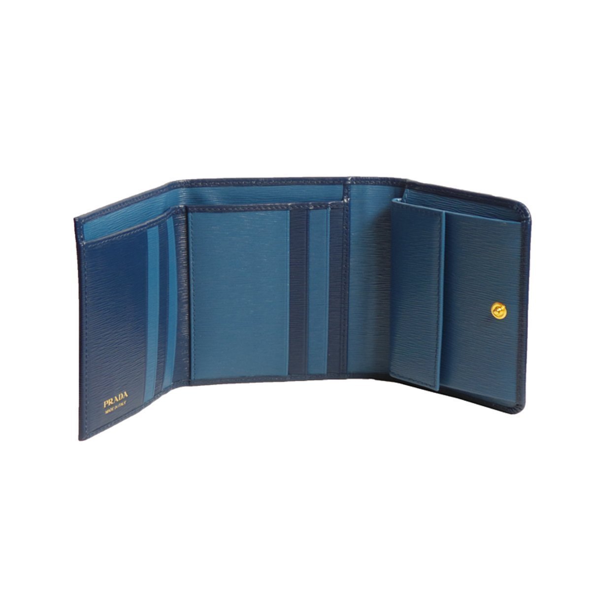 Prada Women's Wallet Vitello Move Bi Fold Blue 1MH176