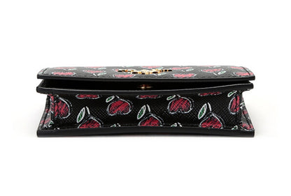 Prada Womens Black Love Hearts Vitello Move Leather Wallet 1MC122