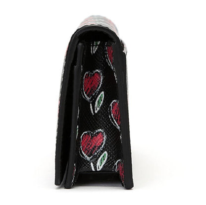Prada Womens Black Love Hearts Vitello Move Leather Wallet 1MC122