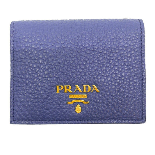 Prada Womens Blue Orange Vitello Daino Colour Pebbled Leather Bifold Wallet