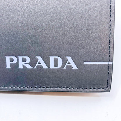 Prada Unisex Grey Blue Mirage Calf Leather Bifold Snap Wallet 1MV204