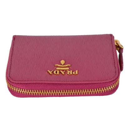 Prada Womens Ibisco Pink Vitello Move Leather Zip Coin Wallet