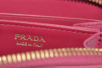 Prada Womens Ibisco Pink Vitello Move Leather Zip Coin Wallet