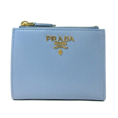 Prada Womens Light Blue Vitello Move Leather Astrale Double Zip Wallet 1ML024