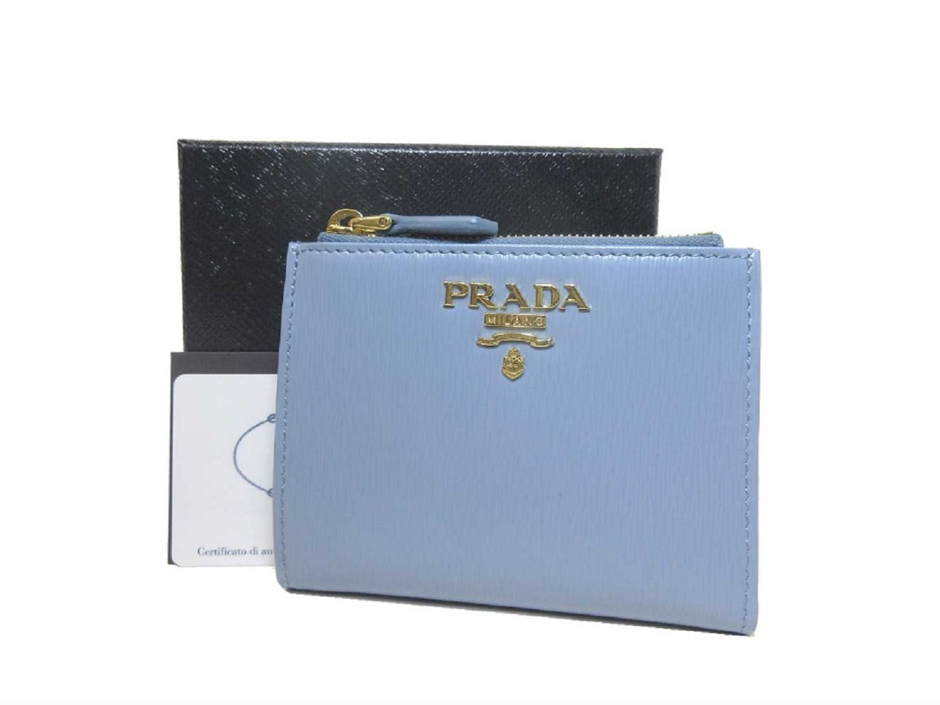 Prada Womens Light Blue Vitello Move Leather Astrale Double Zip Wallet 1ML024