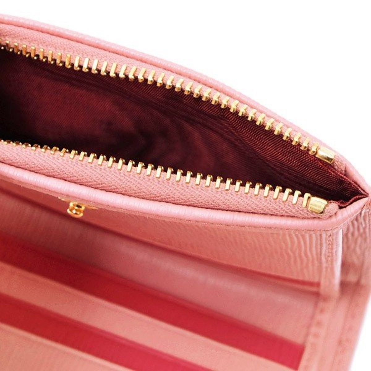 Prada Womens Pink Peonia Bifold Vitello Move Leather Snap Zip Wallet 1ML024