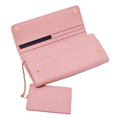 Prada Womens Pink Saffiano Leather Metal Snap Continental Wallet 1MH132
