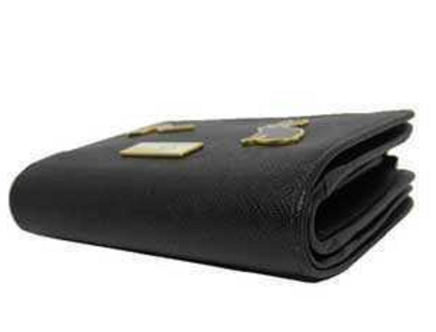 Prada Womens Saffiano Leather Nero Fuoco Black Snap Zip Wallet 1ML018