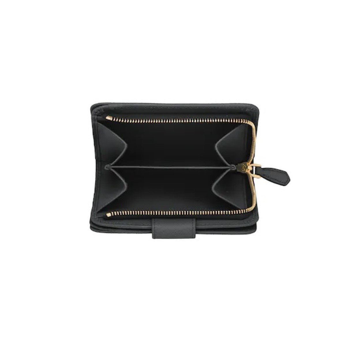 Prada Womens Saffiano Leather Nero Fuoco Black Snap Zip Wallet 1ML018