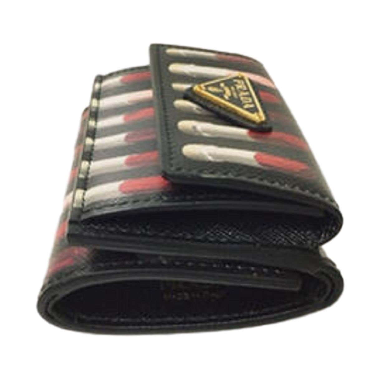 Prada Womens Saffiano Print Lipstick Leather Envelope Snap Wallet 1MH021