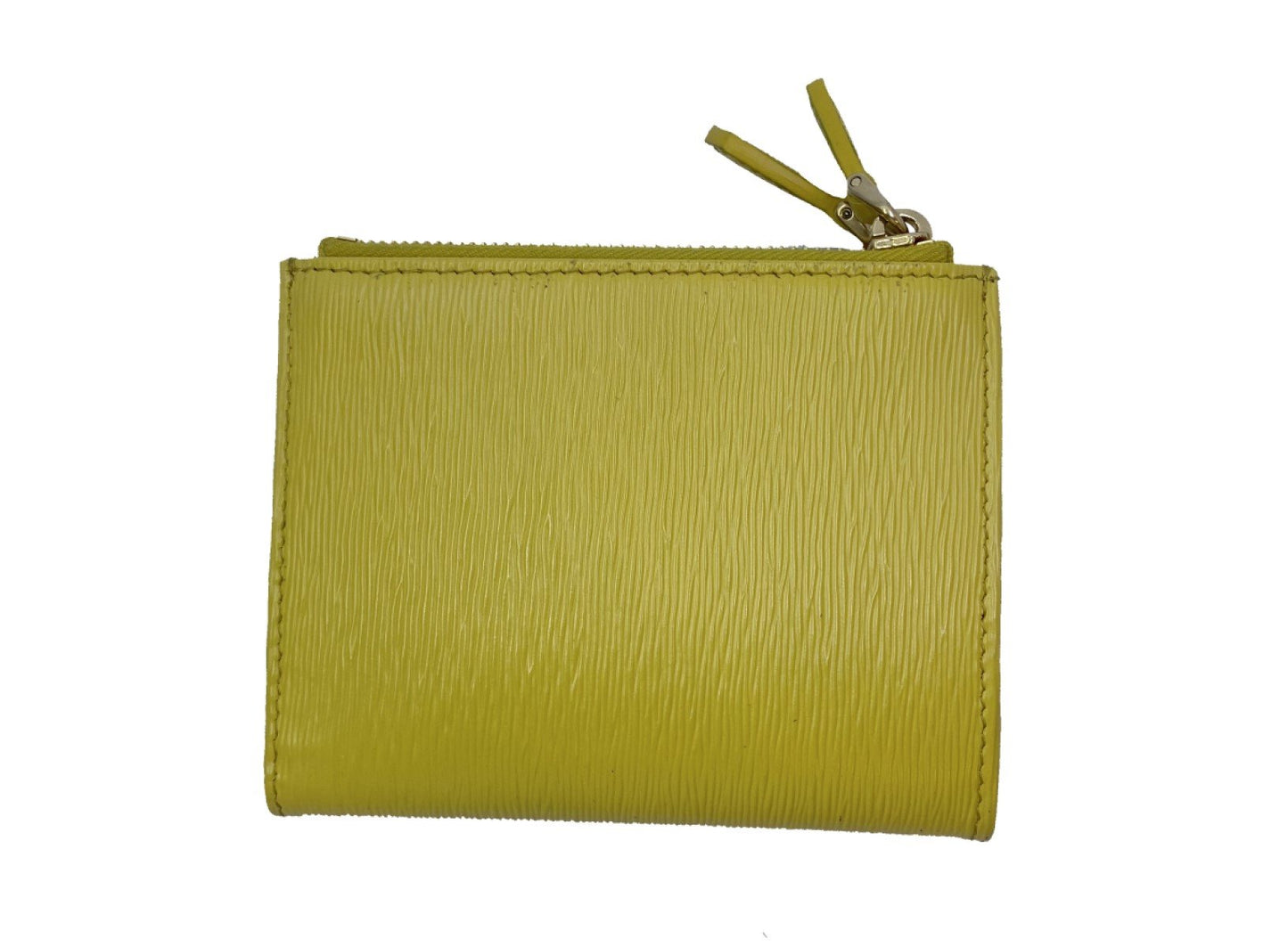Prada Womens Sole Yellow Bifold Vitello Move Leather Snap Zip Wallet 1ML024