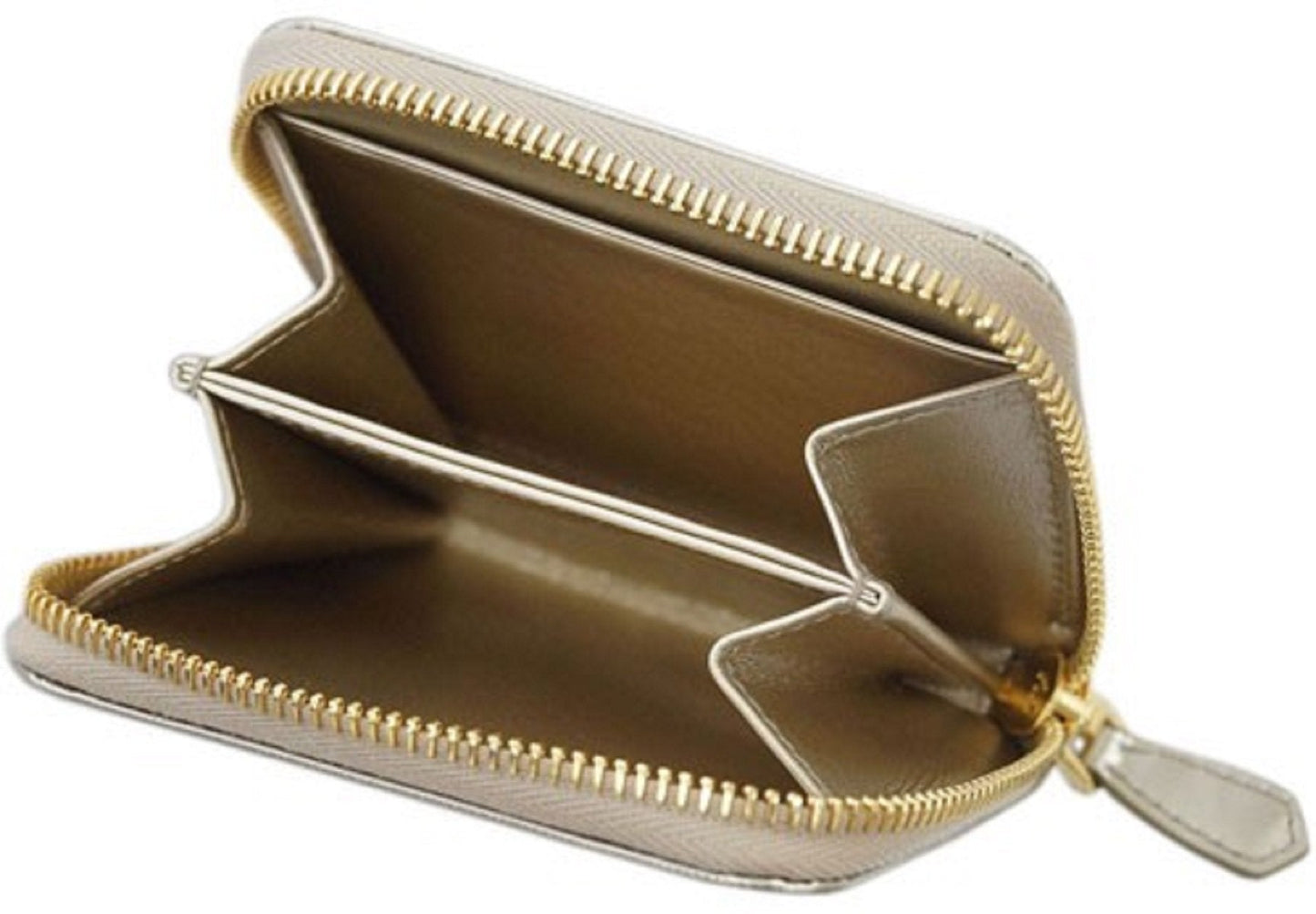 Prada Womens Vitello Move Pirite Gold Leather Zippered Wallet 1MM268