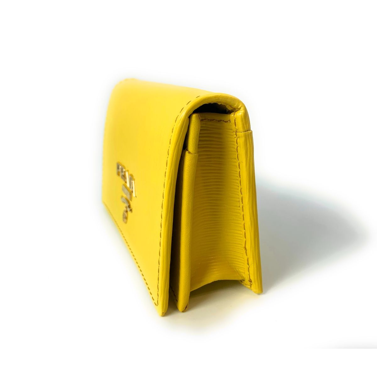Prada Womens Vitello Move Sole Yellow Leather Card Case Wallet