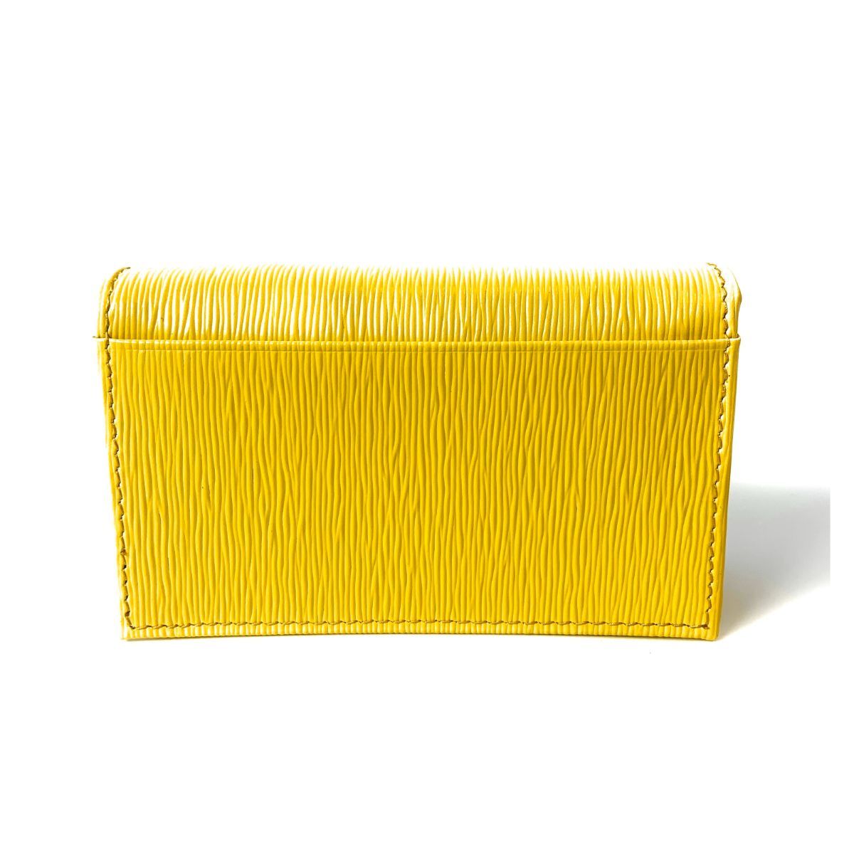Prada Womens Vitello Move Sole Yellow Leather Card Case Wallet
