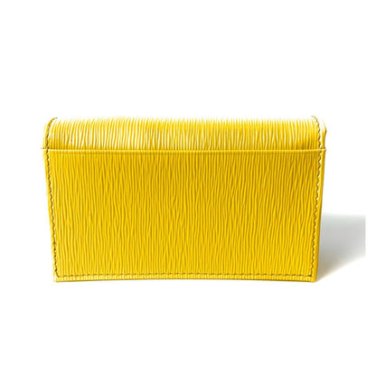 Prada Womens Vitello Move Sole Yellow Leather Card Case Wallet