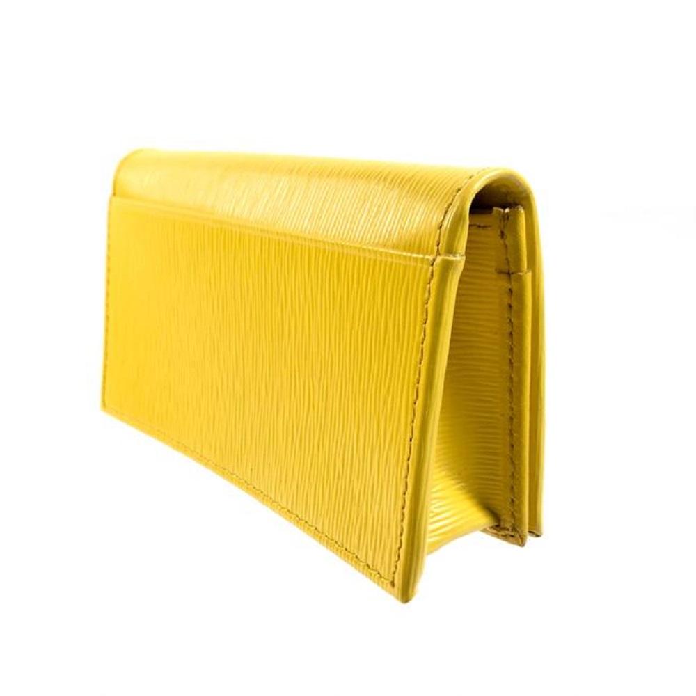 Prada Womens Vitello Move Sole Yellow Leather Card Case Wallet