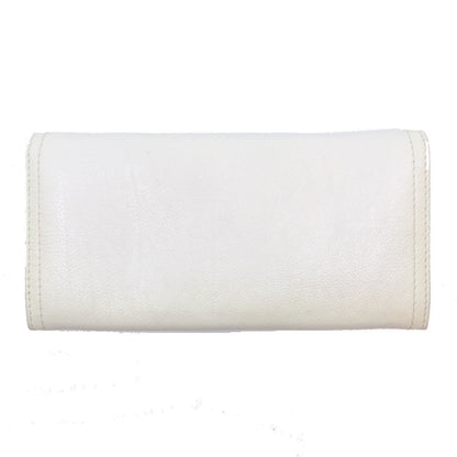 Prada Womens White Glace Calf City Pebbled Leather ID Tag Long Snap Wallet