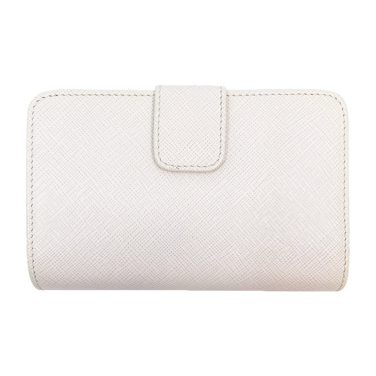 Prada Womens White Leather Zip Black Interior Saffiano Wallet 1ML225