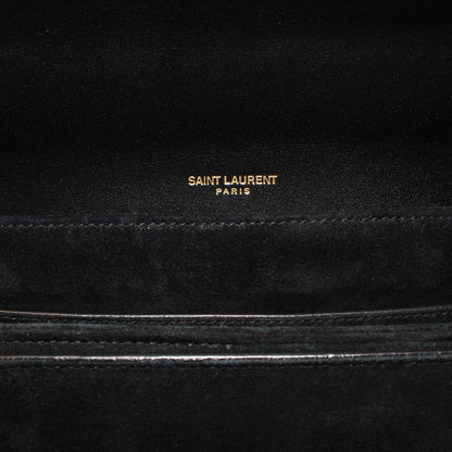 Saint Laurent Bellechasse Black Leather Leopard Print Crossbody