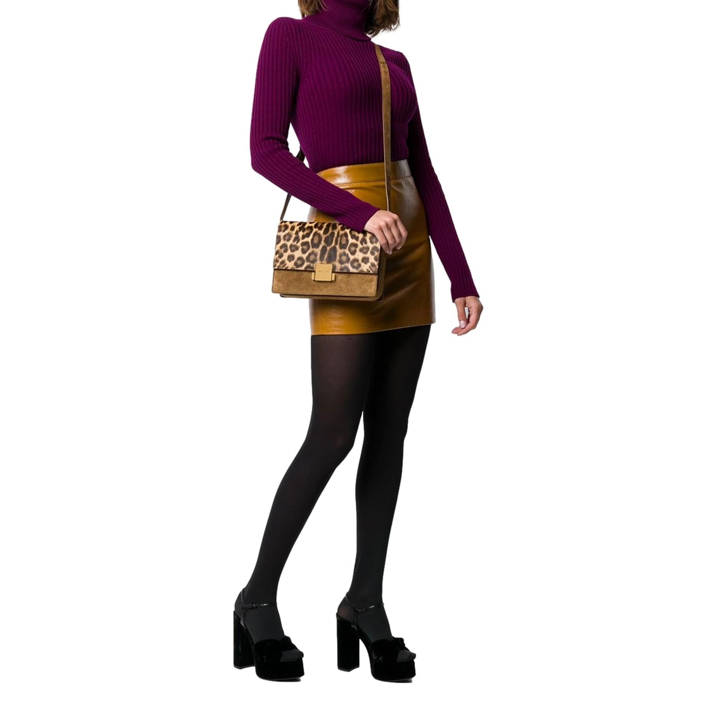 Saint Laurent Bellechasse Leopard Print Pony Hair Suede Crossbody