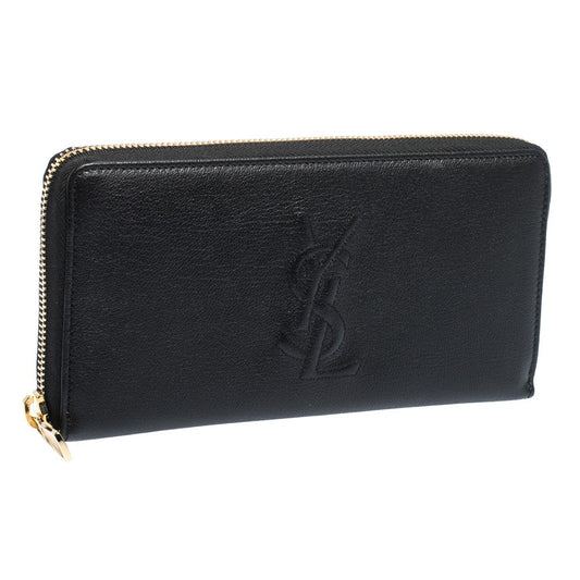 Saint Laurent Black Belle De Jour Leather Zip Around Wallet 568995