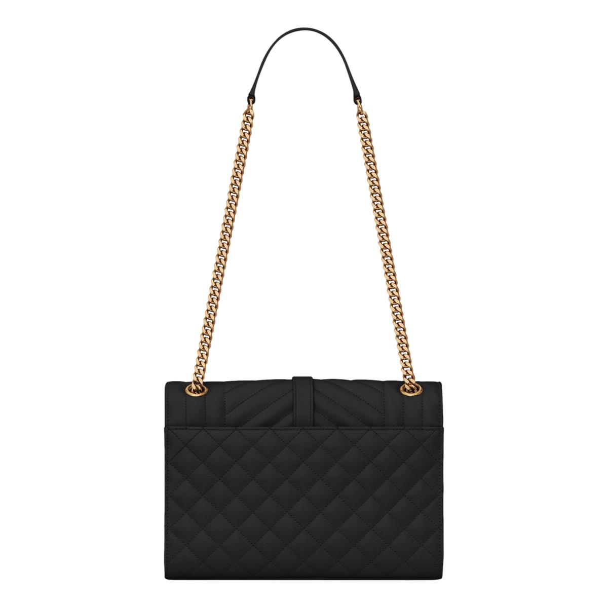 Saint Laurent Black Grain de Poudre Matelasse Medium Shoulder Bag 600185