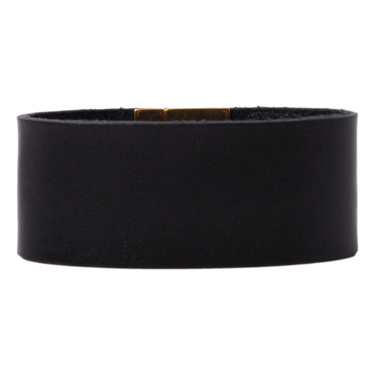 Saint Laurent Black Leather Gold Hardware Medium Bracelet 542012