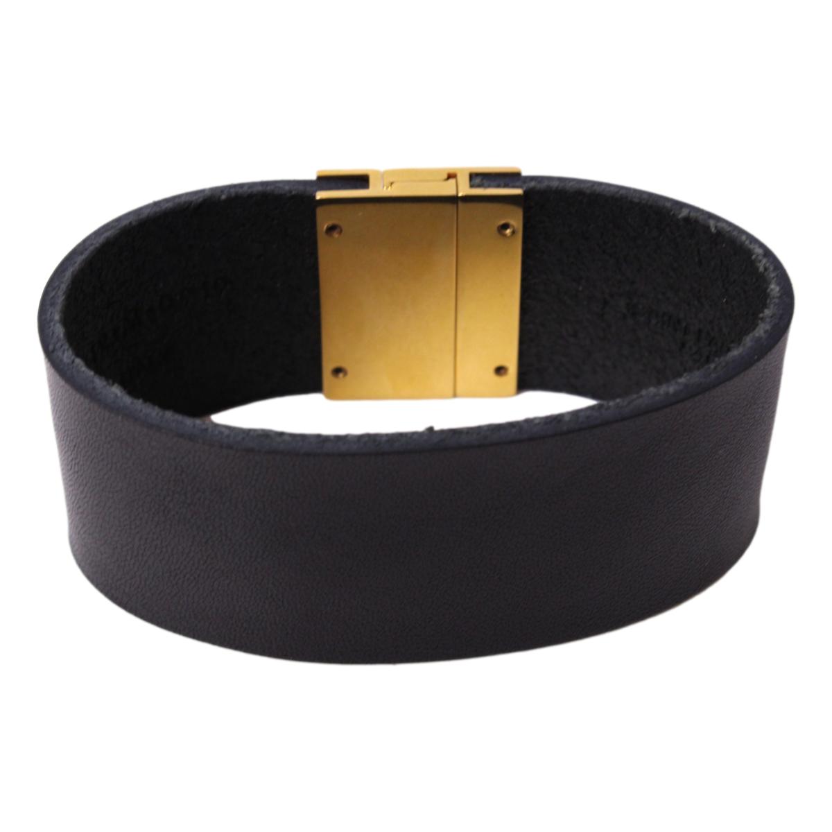 Saint Laurent Black Leather Gold Hardware Medium Bracelet 542012