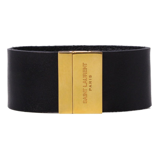 Saint Laurent Black Leather Gold Hardware Medium Bracelet 542012
