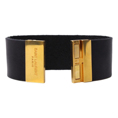 Saint Laurent Black Leather Gold Hardware Medium Bracelet 542012