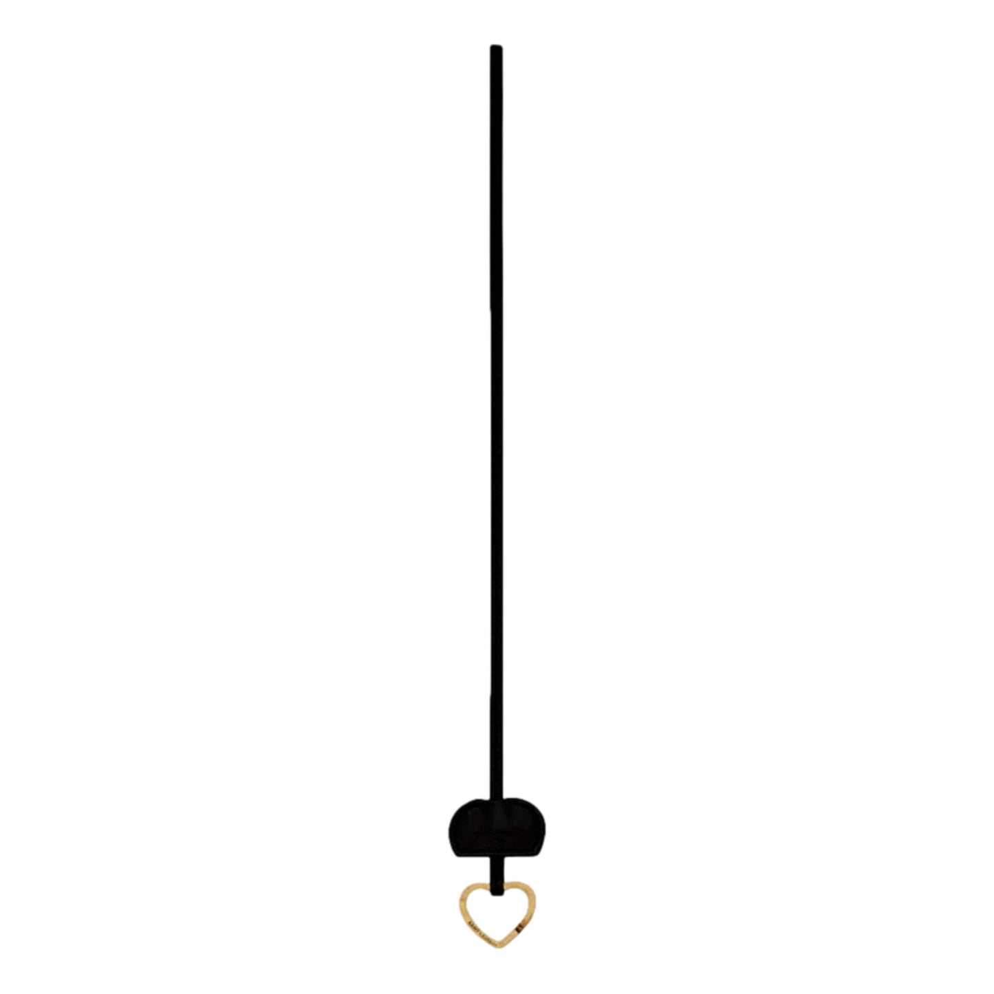Saint Laurent Black Patent Leather Heart Keyring Necklace