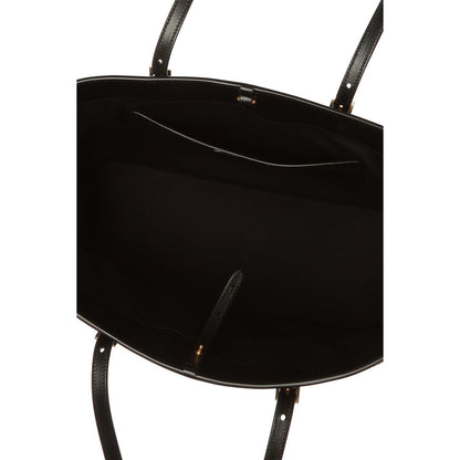 Saint Laurent Boucle Raffia Black Leather Tote 608962