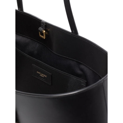 Saint Laurent Boucle Raffia Black Leather Tote 608962