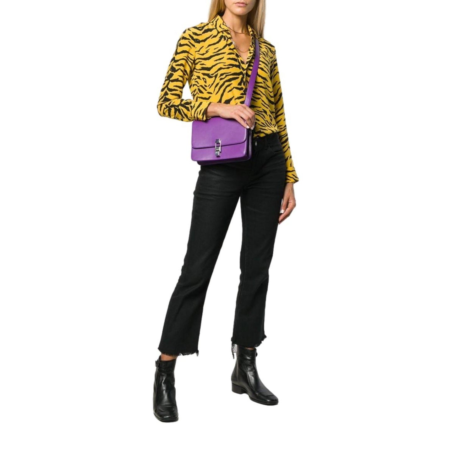 Saint Laurent Carre Royal Purple Ultra Soft Calf Leather Shoulder Bag