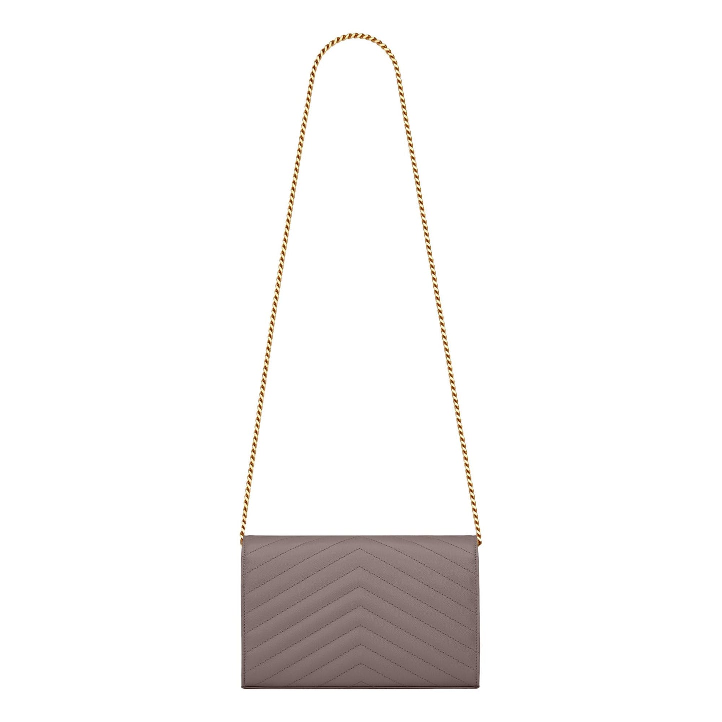 Saint Laurent Cassandre Grey Grain De Poudre Leather Chain Wallet Crossbody Bag