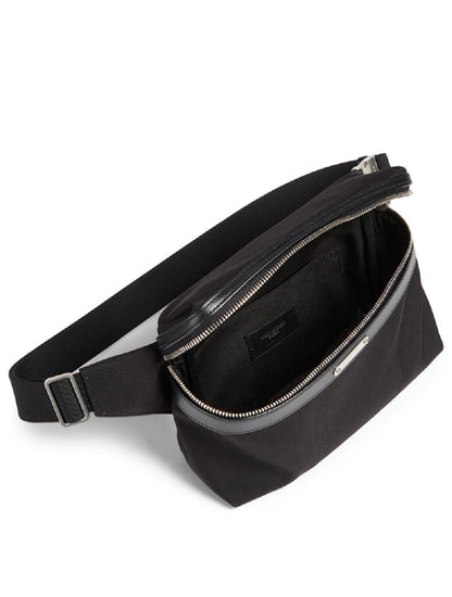 Saint Laurent City Unisex Belt Bag Black Canvas Leather Trim 505973