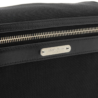 Saint Laurent City Unisex Belt Bag Black Canvas Leather Trim 505973
