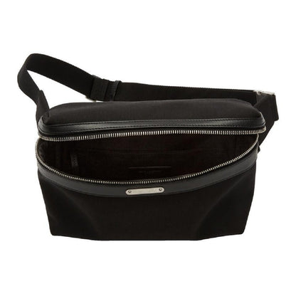 Saint Laurent City Unisex Belt Bag Black Canvas Leather Trim 505973