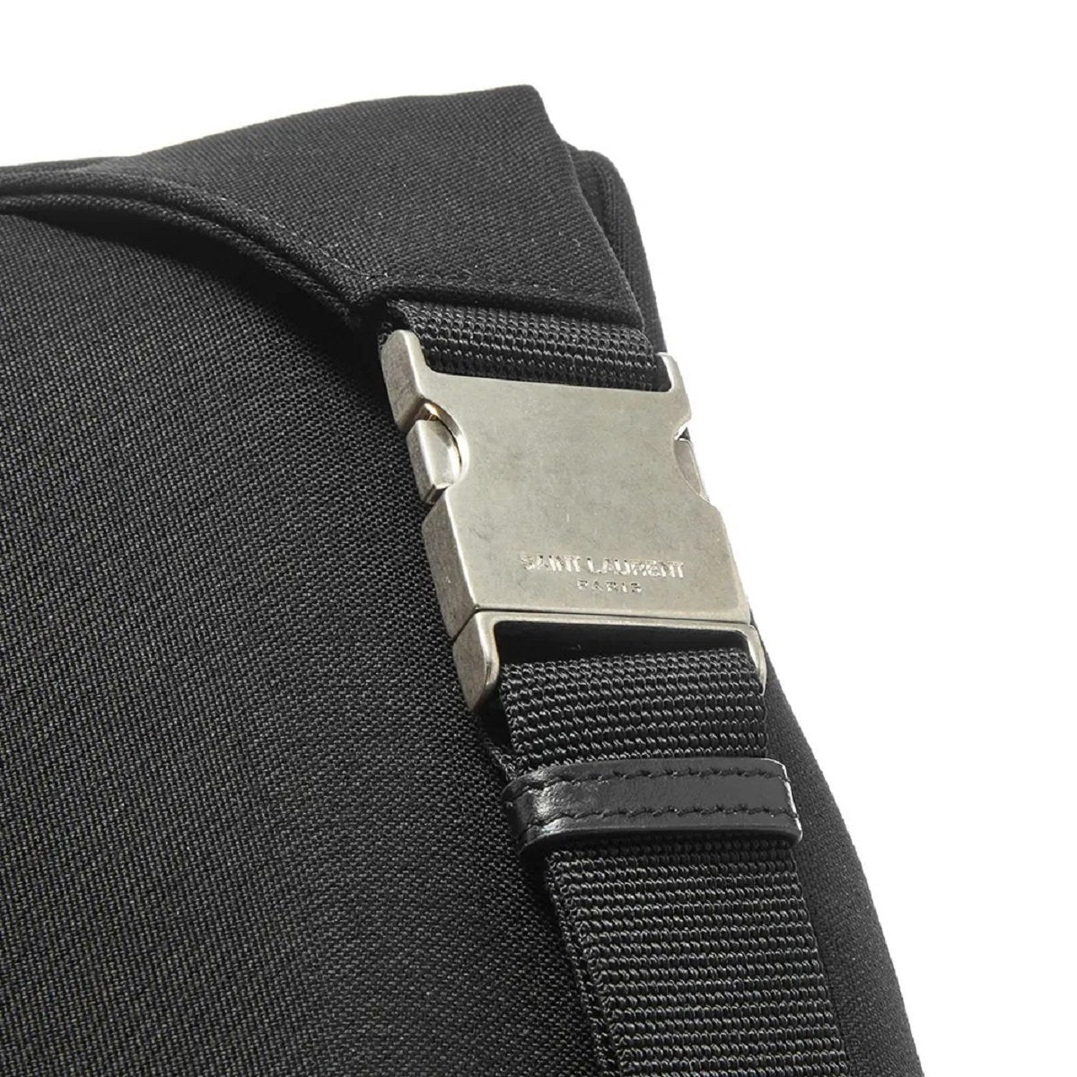 Saint Laurent City Unisex Belt Bag Black Canvas Leather Trim 505973